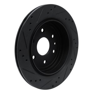 Cadillac XTS Brake Rotor (1) - Rear Right - R1 Concepts - Drilled & Slotted - Black - `13-`19